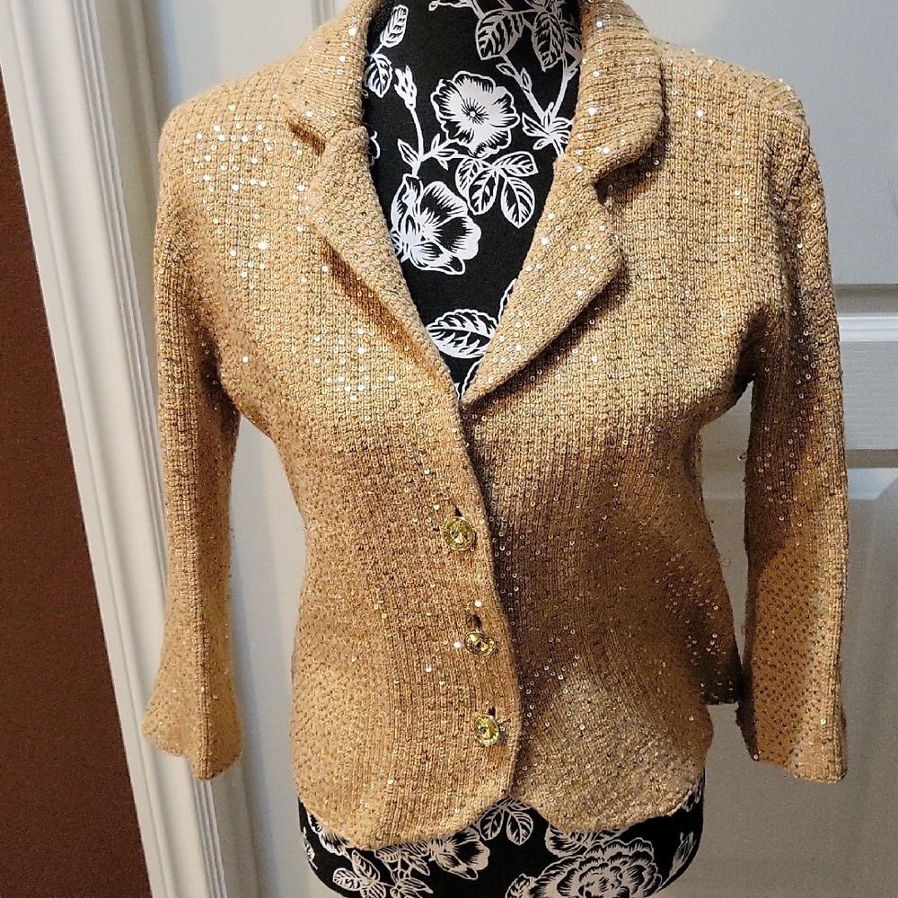 Eci New York Gold Sequin Women's Jacket M